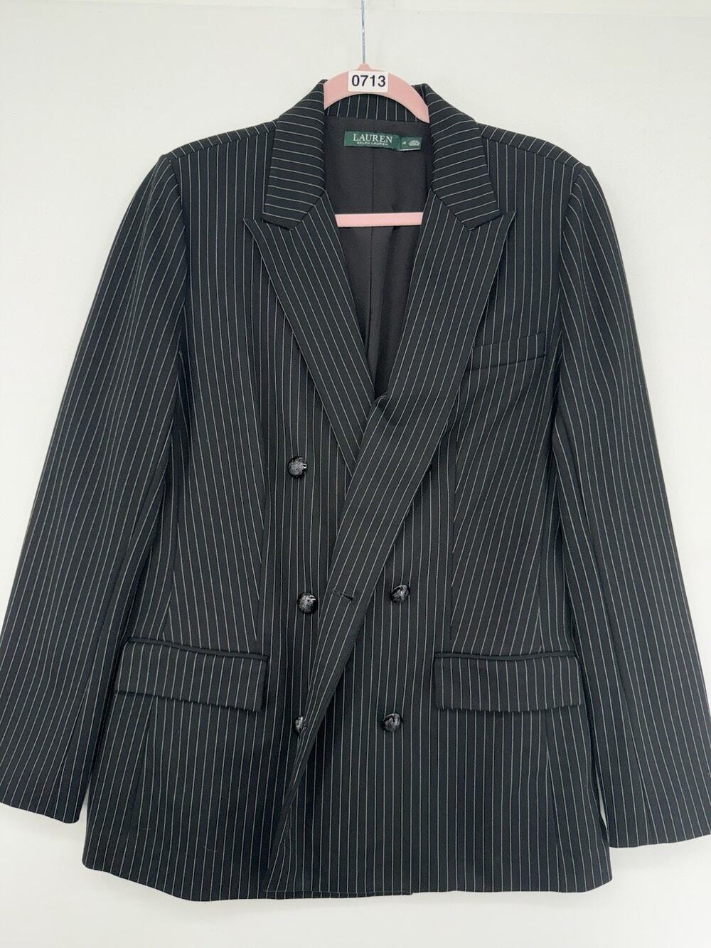 Lauren Ralph Lauren Women’s Pinstripe Double Blazer Black 16